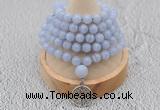 GMN1214 Hand-knotted 8mm, 10mm blue lace agate 108 beads mala necklaces with charm