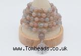 GMN1253 Hand-knotted 8mm, 10mm moonstone 108 beads mala necklaces with charm