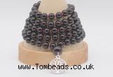 GMN1257 Hand-knotted 8mm, 10mm garnet 108 beads mala necklaces with charm