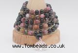 GMN1258 Hand-knotted 8mm, 10mm tourmaline 108 beads mala necklaces with charm