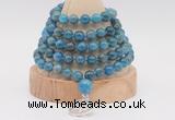 GMN1259 Hand-knotted 8mm, 10mm apatite 108 beads mala necklaces with charm