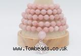 GMN1261 Hand-knotted 8mm, 10mm China pink opal 108 beads mala necklaces with charm