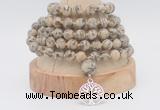 GMN1264 Hand-knotted 8mm, 10mm feldspar 108 beads mala necklaces with charm