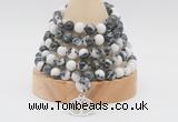 GMN1266 Hand-knotted 8mm, 10mm black & white jasper 108 beads mala necklaces with charm