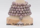 GMN1280 Hand-knotted 8mm, 10mm lepidolite 108 beads mala necklace with charm