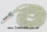 GMN1433 Hand-knotted 8mm, 10mm New jade 108 beads mala necklace with pendant