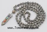 GMN1445 Hand-knotted 8mm, 10mm dalmatian jasper 108 beads mala necklace with pendant