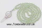 GMN1461 Hand-knotted 8mm, 10mm prehnite 108 beads mala necklace with pendant