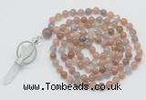 GMN1466 Hand-knotted 8mm, 10mm moonstone 108 beads mala necklace with pendant