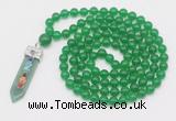 GMN1505 Hand-knotted 8mm candy jade 108 beads mala necklace with pendant