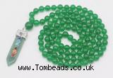 GMN1505 Hand-knotted 8mm candy jade 108 beads mala necklace with pendant