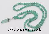 GMN1605 Hand-knotted 6mm peafowl agate 108 beads mala necklace with pendant