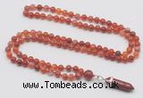 GMN1606 Hand-knotted 6mm fire agate 108 beads mala necklace with pendant