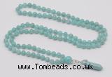 GMN1626 Hand-knotted 6mm amazonite 108 beads mala necklace with pendant