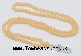 GMN1635 Hand-knotted 6mm honey jade 108 beads mala necklace with pendant