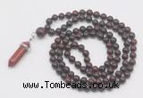 GMN1659 Hand-knotted 6mm brecciated jasper 108 beads mala necklaces with pendant