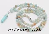 GMN1666 Hand-knotted 6mm amazonite 108 beads mala necklaces with pendant