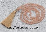 GMN217 Hand-knotted 6mm moonstone 108 beads mala necklaces with tassel
