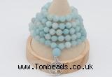 GMN2204 Hand-knotted 8mm, 10mm matte amazonite 108 beads mala necklace with charm