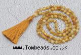 GMN221 Hand-knotted 6mm golden tiger eye 108 beads mala necklaces with tassel