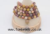 GMN2214 Hand-knotted 8mm, 10mm matte mookaite 108 beads mala necklace with charm