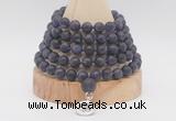 GMN2220 Hand-knotted 8mm, 10mm matte amethyst 108 beads mala necklace with charm