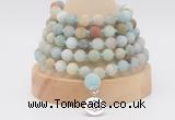 GMN2221 Hand-knotted 8mm, 10mm matte amazonite 108 beads mala necklace with charm