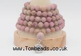 GMN2224 Hand-knotted 8mm, 10mm matte pink wooden jasper108 beads mala necklace with charm