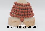 GMN2225 Hand-knotted 8mm, 10mm matte red jasper108 beads mala necklace with charm