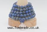 GMN2229 Hand-knotted 8mm, 10mm matte lapis lazuli 108 beads mala necklace with charm