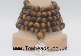 GMN2235 Hand-knotted 8mm, 10mm matte yellow tiger eye 108 beads mala necklaces with charm