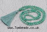 GMN227 Hand-knotted 6mm peafowl agate 108 beads mala necklaces with tassel