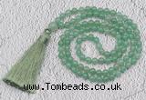 GMN231 Hand-knotted 6mm green aventurine 108 beads mala necklaces with tassel