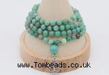 GMN2403 Hand-knotted 6mm grass agate 108 beads mala necklace with charm