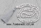 GMN242 Hand-knotted 6mm white howlite 108 beads mala necklaces with tassel