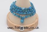 GMN2434 Hand-knotted 6mm apatite 108 beads mala necklace with charm