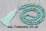 GMN245 Hand-knotted 6mm sea sediment jasper 108 beads mala necklaces with tassel