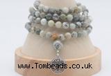 GMN2451 Hand-knotted 6mm artistic jasper 108 beads mala necklaces with charm
