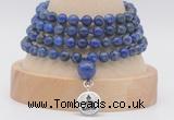 GMN2476 Hand-knotted 6mm lapis lazuli 108 beads mala necklaces with charm