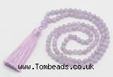 GMN265 Hand-knotted 6mm lavender amethyst 108 beads mala necklaces with tassel