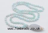 GMN4009 Hand-knotted 8mm, 10mm sea blue banded agate 108 beads mala necklace with pendant