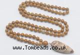 GMN4024 Hand-knotted 8mm, 10mm wooden jasper 108 beads mala necklace with pendant