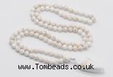 GMN4043 Hand-knotted 8mm, 10mm white howlite 108 beads mala necklace with pendant