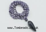 GMN4054 Hand-knotted 8mm, 10mm dogtooth amethyst 108 beads mala necklace with pendant