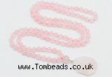 GMN4400 Hand-knotted 8mm, 10mm matte rose quartz 108 beads mala necklace with pendant