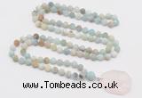 GMN4404 Hand-knotted 8mm, 10mm matte amazonite 108 beads mala necklace with pendant