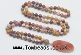 GMN4413 Hand-knotted 8mm, 10mm matte mookaite 108 beads mala necklace with pendant