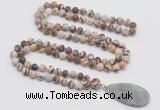 GMN4417 Hand-knotted 8mm, 10mm matte zebra jasper 108 beads mala necklace with pendant