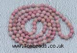 GMN450 Hand-knotted 8mm, 10mm pink wooden fossil jasper 108 beads mala necklaces