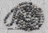 GMN457 Hand-knotted 8mm, 10mm black water jasper 108 beads mala necklaces